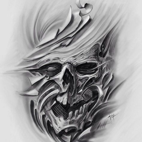 Demon Skull Tattoo Design, Sketches Skeleton, Skull Tattoos For Men, Biomech Tattoo, Demon Skull, Organic Tattoo, Awesome Tattoo, Biomechanical Tattoo, Skull Art Drawing