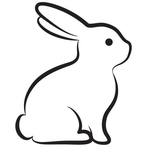 Drawings Of Rabbits Easy, Outline Of Animals, Easy Bunny Drawing Simple, Bunny Simple Drawing, Bunny Tattoo Outline, Easter Drawings Ideas Easy, White Bunny Drawing, How To Draw A Rabbit, Easy Drawing Animals