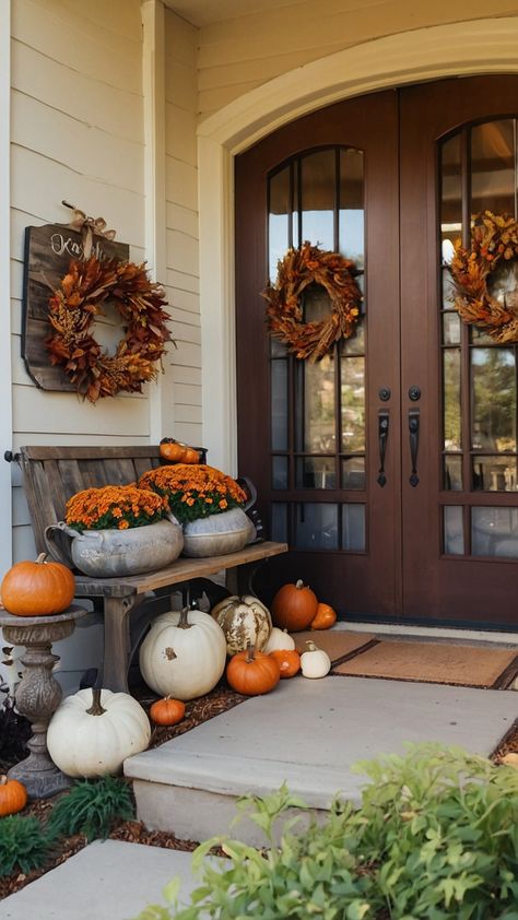 Autumn Porch, Fall Front Porch Ideas, Ad Inspiration, Porch Decorations, Easy Fall Decor, Fall Front Porch Decor, Stunning Style, Fall Front Porch, Fall Outdoor Decor