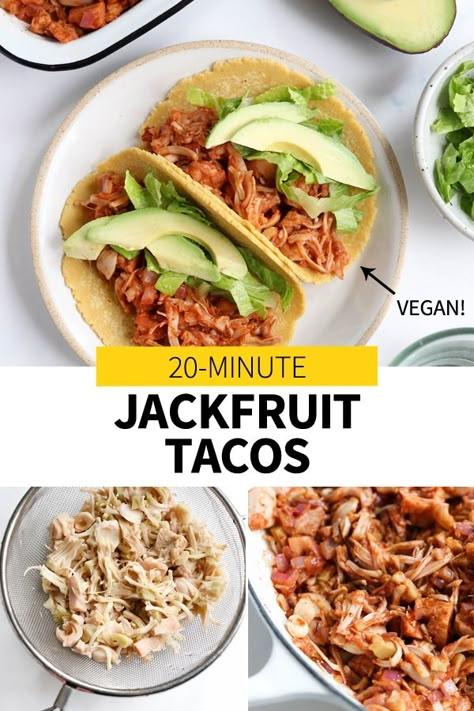 Jack Fruit Tacos Recipes, Jack Fruit Tacos, Jackfruit Tacos Vegan, Pku Recipes, Fruit Taco, Tacos At Home, Jackfruit Carnitas, Dinner Suggestions, Dash Recipe