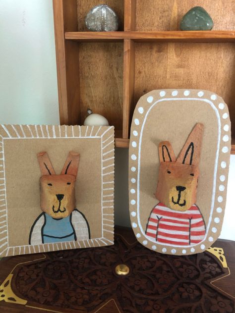 Egg Box Bunny Portraits, Grade School Art Projects, Egg Box Craft, Egg Carton Art, Box Bunny, Art Fundraiser, Egg Crates, Easter Arts And Crafts, Toilet Paper Crafts