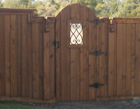 6'-Custom-Arch-Gate Wood Fence Gates, Tor Design, Fence Gates, Backyard Gates, Yard Remodel, Wood Privacy Fence, Fence Gate Design, Wooden Gate, Rustic Fence