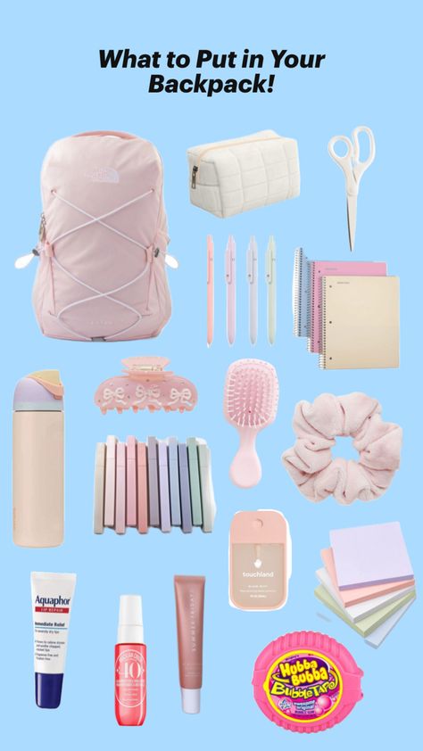 # schoolsupplies#aesthetic#backpack Aesthetic Backpack, Summer Fridays, School Backpack, Clean Girl, School Backpacks, Girl Room, This Year, Back To School, Lips