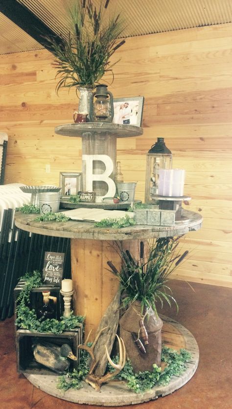 Rustic Grooms Table, Ranch Table Decor, Groom’s Table Ideas, Manly Centerpieces Table Decorations, Grooms Table Ideas Receptions, Grooms Table Ideas Rustic, Grooms Cake Table Ideas Display, Grooms Table Ideas Hunting, Celebration Of Life Memorial Ideas Party Decorations