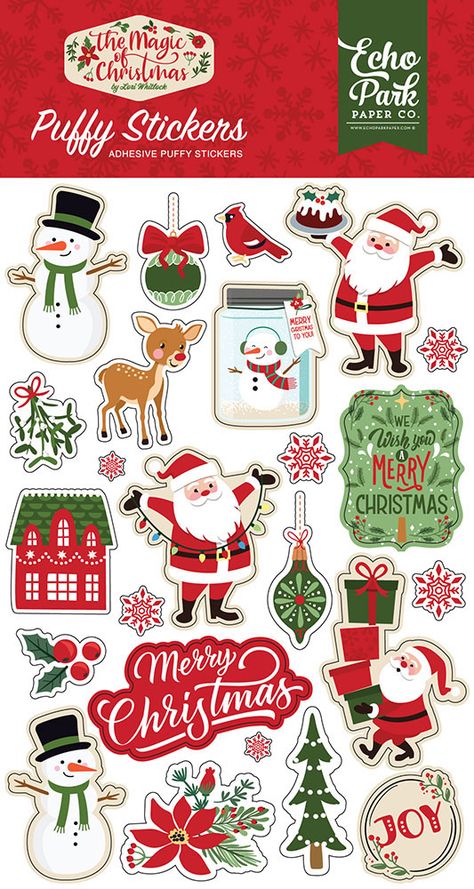 Echo Park - The Magic of Christmas Collection - Puffy Stickers Xmas Stickers Free Printable, Christmas Tree Stickers Printable, Christmas Journal Stickers, Christmas Stickers Printable Aesthetic, Printable Stickers Christmas, Christmas Cute Stickers, Cute Christmas Stickers Printable, Merry Christmas Stickers Printable, Christmas Stiker