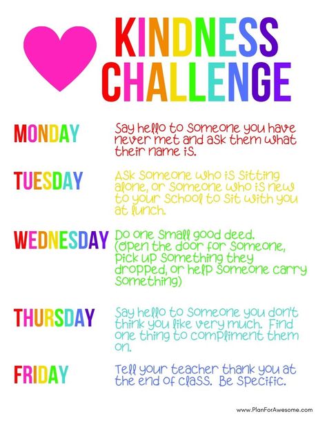 Free Printable Back-to-School Kindness Challenge! Can't wait to do this with my kids the first week of school - and these printables are ADORABLE! #backtoschool #teachkindness Kindess Week Preschool, Lesson On Kindness For Middle School, Kindness Campaign Ideas, School Kindness Ideas, Kindness Activities For High Schoolers, Teaching Kindness To Preschoolers, Kindness Activities For School, Kindergarten Kindness Activities, Kindness Activities For Kids Classroom