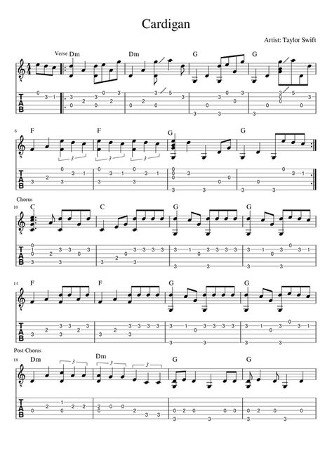 Guitar Tabs Songs Taylor Swift, Cardigan Piano Taylor Swift, Taylor Swift Tabs Guitar, Guitar Fingerstyle Tab, Taylor Swift Songs On Guitar, Fingerpicking Guitar Songs, Guitar Taylor Swift, Guitar Fingerstyle, Tabs Guitar