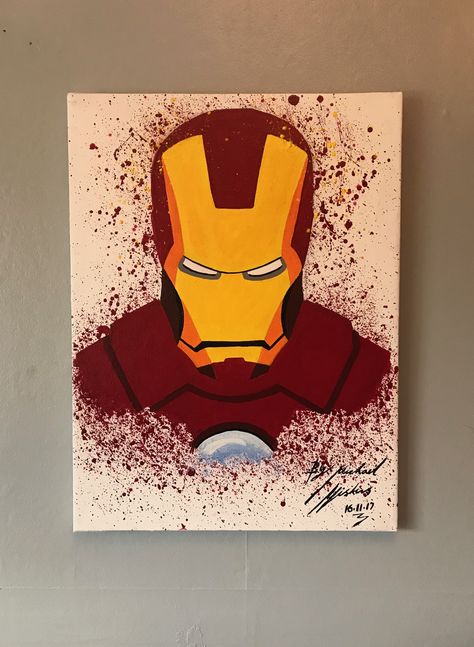 Ironman canvas Ironman Canvas Painting, Iron Man Painting Canvases, Ironman Painting, Op Painting, Iron Man Painting, Marvel Paintings, Small Canvas Paintings, Canvas Painting Designs, Pop Culture Art