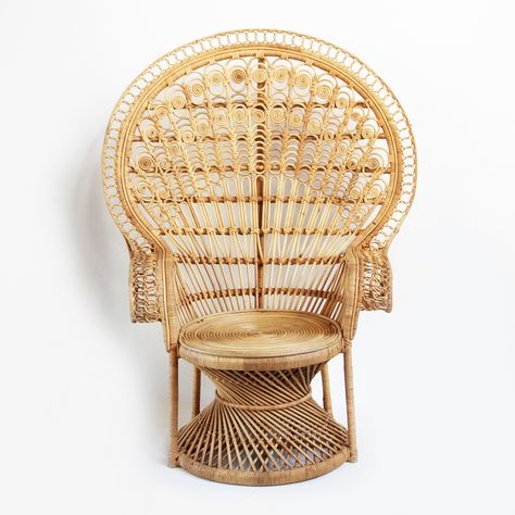 Fancy raw wicker peacock fan chair.  Beautiful details and workmanship.  Custom cushions available. Peacock Chair Decor, Wicker Peacock Chair, Fancy Chair, Peacock Chair, Chair Decor, Hanging Plants Indoor, Caster Chairs, Bergere Chair, Furniture Hacks