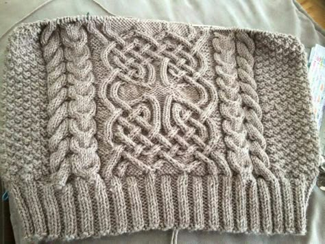 Love this Celtic knot pattern!  It's a free download on Ravelry.  Nennir by Lucy Hague. Aran Cable Knitting Patterns Free, Celtic Knot Knitting Pattern Free, Celtic Cable Knit Patterns Free, Celtic Knitting Patterns Free, Celtic Knitting Patterns, Celtic Knitting, Free Aran Knitting Patterns, Cable Knit Sweater Pattern, Cable Knit Blankets