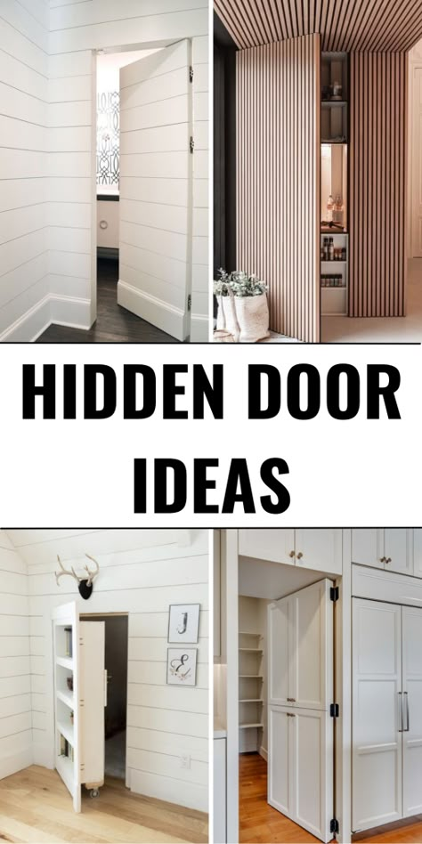 26 Hidden Door Ideas for a Stylish and Functional Home Makeover - placeideal.com Door To Basement Ideas, No Door Frame Ideas, Hidden Door Shiplap Wall, Doors At Bottom Of Stairs, Hidden Bifold Closet Doors, Hidden Door Bookcase Diy, Hidden Murphy Door, Small Hidden Room Ideas, Basement Hidden Doors