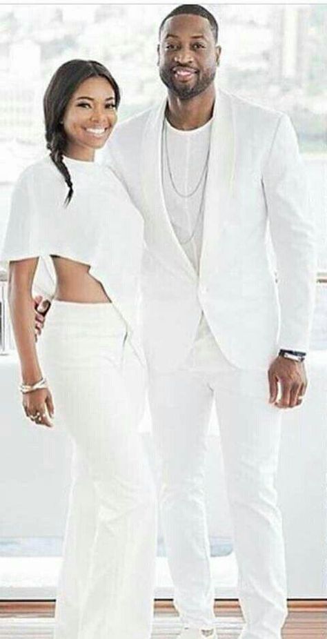 Complimentary couple outfit All White Mens Outfit, White Party Outfits, White Party Attire, White Tuxedo Wedding, All White Party Outfits, White Outfit For Men, White Party Outfit, White Tux, White Summer Outfits