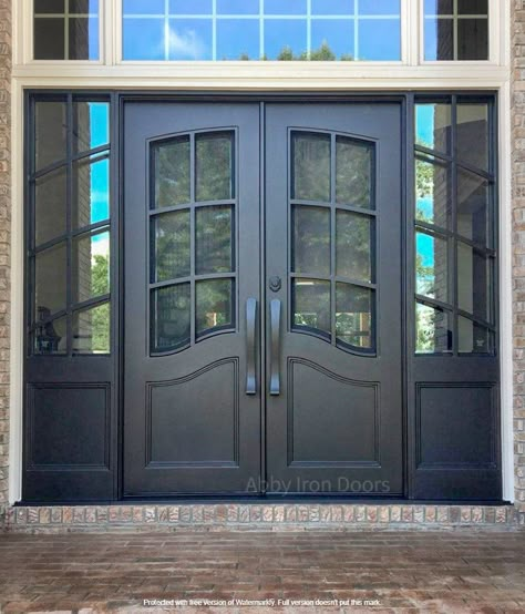 Front Entry Double Doors, Door With Sidelights And Transom, Entry Double Doors, Single Entry Door, Doors With Sidelights, Front Door Security, Door With Sidelights, Entry Door With Sidelights, Double Front Entry Doors