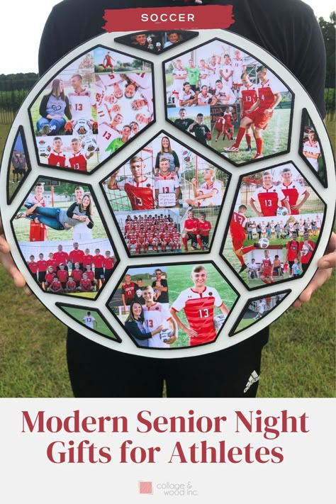 The best team soccer gifts? Hands down, the gift of memories! Create amazing soccer gifts for boyfriend and find the best soccer gifts for girls ideas. Start yours now at Collage and Wood. Your soccer player will love this! Soccer Ball Picture Collage, Soccer Memorabilia Display, Senior Night For Soccer Ideas, Soccer Themed Gift Basket Ideas, Soccer Display Ideas, State Soccer Poster Ideas, 8th Grade Night Soccer Poster, Soccer Valentine Ideas, Soccer Playoff Posters