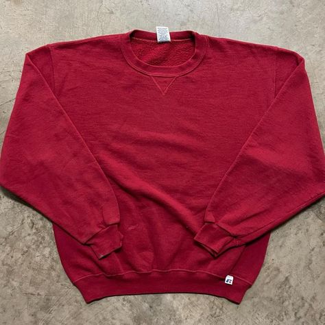 vintage russell athletic blank red crewneck... - Depop Sweatshirts Vintage, Vintage Russell Athletic, Red Crewneck, Athletic Sweatshirts, Russell Athletic, Vintage Sweatshirt, Crewneck Sweatshirt, Mens Sweatshirts, Crew Neck Sweatshirt