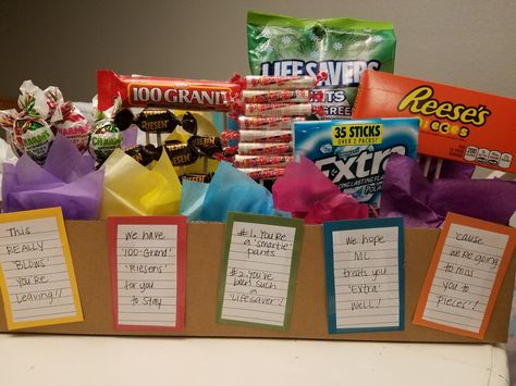 Great Job Gifts For Kids, Farewell Party Ideas Coworker, Co Worker Leaving Cake Ideas, Good Bye Baskets For Coworkers, Gift Basket For Coworker Leaving, Good Bye Gifts For Coworkers Ideas, Goodbye Basket For Coworker, Co Worker Leaving Party, Co Worker Leaving Gift Ideas