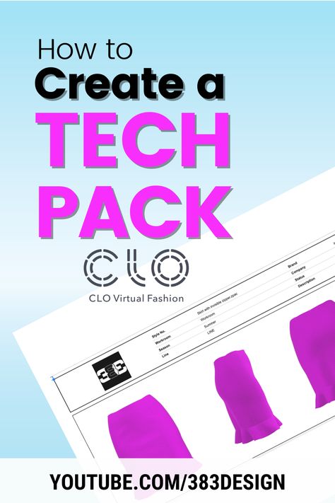 Creating a tech pack is an essential part of the fashion design process. So even if you're starting to use 3d fashion design software, you still need to create a fashion tech pack. This video will show you how to do it in CLO3d. 3d Fashion Design, Clothing Design Software, Fashion Tech Pack, Fashion Design Software, Fashion Design Process, 3d Clothing, Fashion Templates, 3d Fashion, Tech Pack