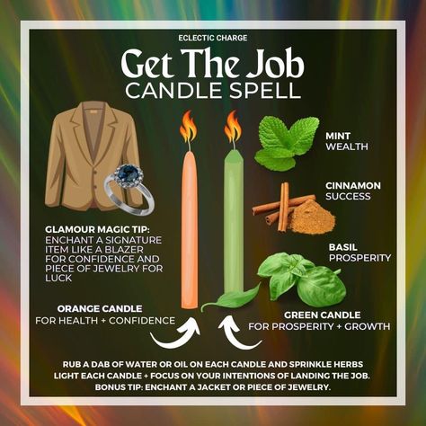 Career Spell, Candle Magik, Job Spell, Candle Color Meanings, Candle Magic Spells, Money Spells That Work, Good Luck Spells, Easy Spells, Witch Spirituality