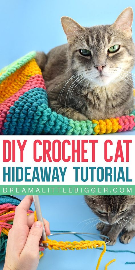 Crochet Dog Hammock, Crochet Cat Sack, Crochet Cat Sack Free Pattern, Crochet Cat Hideaway, Cat Hideaway Diy, Kitty Couch, Cat Hideaway, Cat Bed Pattern, Cat Pod