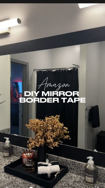 Mirror Border Diy, Mirror Tape, Diy Mirror Frame, Mirror Hack, Mirror Border, Mirror Frame Diy, Bathroom Mirror Frame, Mom Design, Frame Border