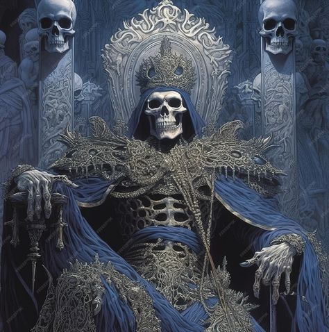 Premium Photo | A painting of a skeleton king sitting on a throne. King On Throne, Skeleton King, King Art, A Skeleton, Image Icon, Psd Icon, Card Banner, Poster Invitation, Grim Reaper