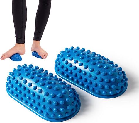 The PRO-PODS are simple, safe, easy-to-use exercise tools that can help people who want to improve balance and stability or who have muscle tension and soreness throughout the body, tension headaches, or difficulty performing self-stretches. Muscle Release The textured side provides the ideal amount of pressure to help muscles relax and the oval-contour shape fits well under both hands and feet and most areas of the body. Use the PRO-PODS™ for passive release and active release exercises to:... Oval Contour, Body Tension, Exercise Tools, Core Strength Exercises, Stability Exercises, Foot Pain Relief, It Band, Tension Headache, Self Massage