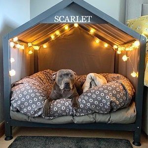 (paid link) pallet dog houses are shelters for dogs. The first houses is unlocked at experience level 20. The houses... Dog House Outdoor For Two, Dog Bed Big Dogs, Cute Dog Area In Bedroom, Dog House Ideas Indoor, Dog Bed Ideas For Bedroom, Dog Bedroom Ideas, Room For Pets, Creative Dog Bed, Big Dog Bed