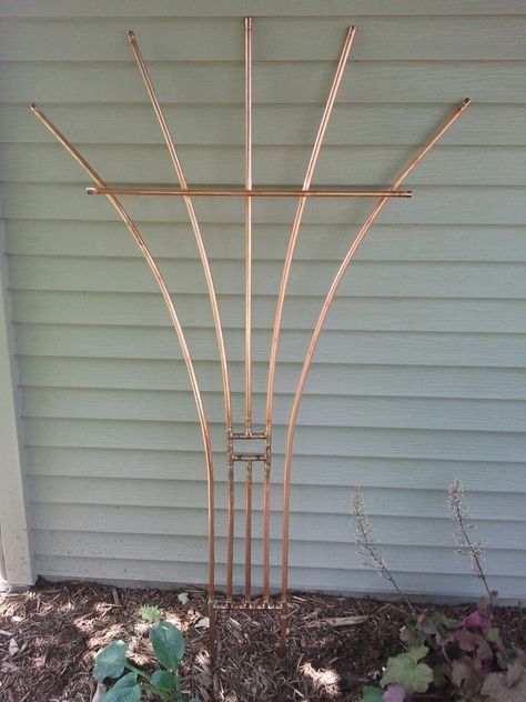 Copper Trellis Copper Trellis, Copper Diy Projects, Reuse Ideas, Arbors Trellis, Rose Trellis, Copper Diy, Plant Supports, Outdoor Art, Woodworking Tips