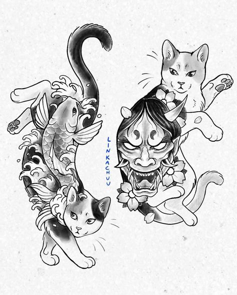 @linkachuu.tattoo 🐱🐟 Recent cats made by our apprentice Amy 🌊 Swipe to see some available designs Amy would love to make! 🥞 She’s taking bookings via the link in her bio 💛 #tattoo #auraninetyfour #cattattoo #monmoncats #koitattoo #cutetattoo #tattooideas #tattooinspiration #flashtattoo #tattooart #londontattoo #petportraittattoo #petportrait #colourtattoo #japanesetattoo #japaneseink #wavetattoo #floraltattoo #flowertattoo #pettattoo #londontattooartist #irezumi #irezumitattoo #irezumicoll... Weird Cat Tattoo Designs, Orange Tabby Cat Tattoo, Traditional Japanese Cat Tattoo, Illustrative Cat Tattoo, Japanese Cat Tattoo Design, Mon Mon Cat Tattoo, Small Tattoos Line Work, Nekomata Tattoo, Asian Cat Tattoo