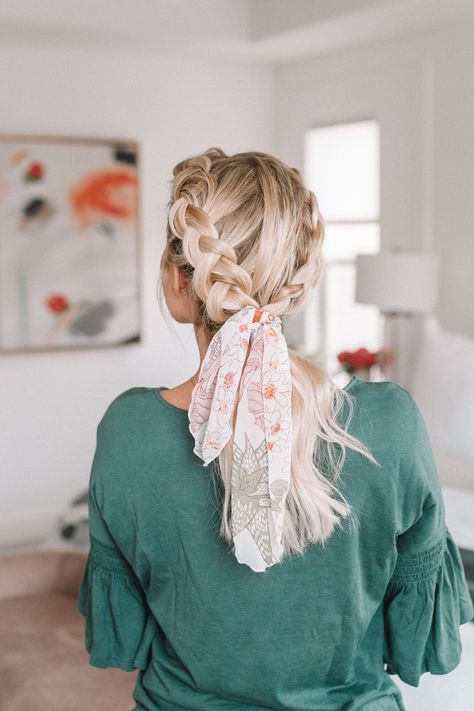 10 ways to wear a hair scarf for medium length hair. The perfect braid for spring hair with www.twistmepretty.com #braidwithscarf Trendy We Fryzurach, 10 Ways To Wear, New Hair Trends, Hair Twist, Hair Scarf Styles, Hair Scarf, Medium Length Hair, Spring Hairstyles, Trending Hairstyles