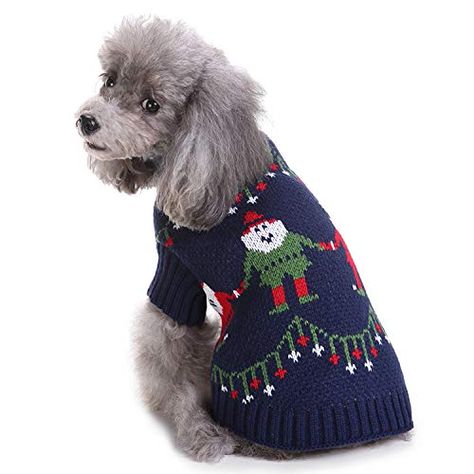 Travel Dog Bowl, Family Christmas Card Photos, Santa Dog, Knit Dog Sweater, Christmas Sweater Party, Designer Dog Clothes, Pet Sweater, Ugly Christmas Sweater Party, Dog Apparel