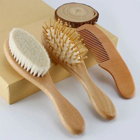 Wooden Hair Brush, Baby Hair Brush, Natural Hair Brush, Baby Grooming, Hair Brush Set, Wooden Brush, Wooden Comb, Head Massage, Bristle Brush