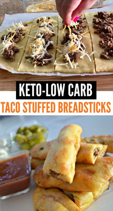 Stuffed Breadsticks, Low Carb Tacos, Keto Vegan, Keto Taco, Resep Diet, Low Carb Diets, Ketogenic Diet Meal Plan, Ketogenic Diet For Beginners, Makanan Diet