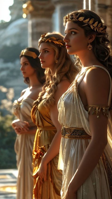 Philotes Greek Goddess, Ancient Greek Aesthetic Fashion, Roman Costume Womens, Greek Godesses Outfit, Greek Goddess Dress Aesthetic, Greek Woman Aesthetic, Greek Aesthetic Fashion, Female Greek Warrior, Ancient Roman Women