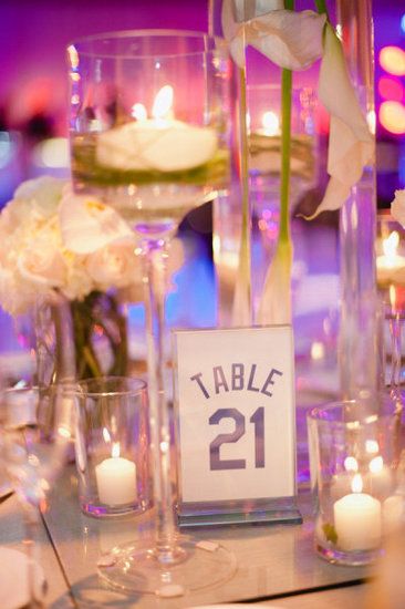 Hockey Wedding Ideas: Jersey Table Numbers; can use for Baseball theme too! Soccer Wedding Ideas, Hazelnut Photography, Soccer Wedding, Basketball Wedding, Hockey Wedding, Engraved Table, Sports Themed Wedding, Hockey Table, Baseball Wedding