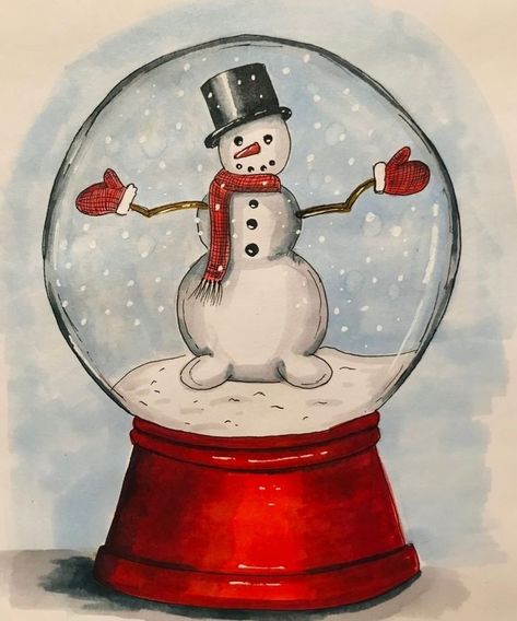 Cute Snowmen Drawings, Christmas Decorations Drawings, Easy People Drawings, Diy Christmas Ball, Xmas Drawing, Winter Drawings, Christmas Canvas Art, Diy Crafts Bookmarks, Christmas Card Art