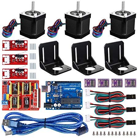 Longruner For Arduino Professional 3D printer CNC Kit, GRBL CNC Shield +UNO R3 Board+RAMPS 1.4 Mechanical Switch Endstop+DRV8825 A4988 GRBL Stepper Motor Driver+Nema 17 Stepper Motor (LKB02) Arduino Cnc, 3d Printer Kit, Cnc Controller, Diy Cnc Router, Drukarka 3d, Routeur Cnc, Router Machine, 3d Cnc, Additive Manufacturing