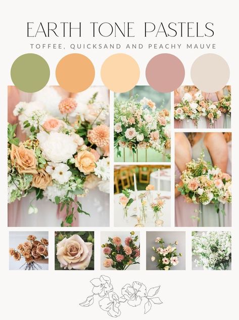 Spring Color Wedding Flowers, Desert Pastel Wedding Colors, Wedding Pallete Colors Summer, Blush Palette Wedding, Pink Peach Color Palette Wedding, Spring Neutral Color Palette Wedding, Mauve And Cream Color Palettes, Soft Spring Wedding Colors, Wedding Color Schemes For Spring