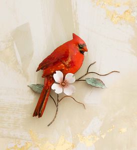 Dogwood Branch, Red Bird Tattoos, Cardinal Tattoo, Flower Shoulder Tattoo, Metal Flower Wall Art, Dogwood Branches, Garden Magic, Red Bird, Red Cardinal