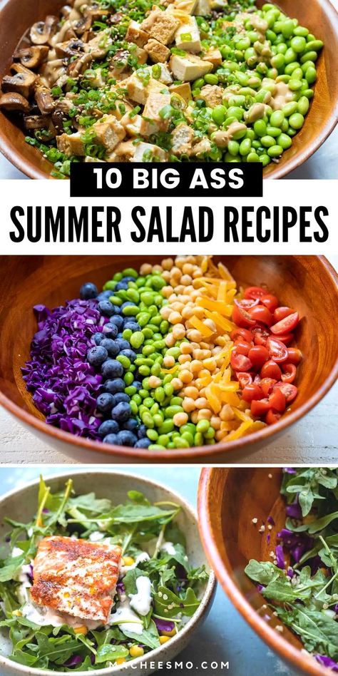 Interesting Salads Ideas, Big Salads For Dinner, Southwest Salads, Salad Toppings Ideas, Chunky Salad, Big Salad Recipes, Amazing Salad Recipes, Unique Salads, Colorful Salad Recipes