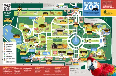 Chicago Zoological Society - Brookfield Zoo & The Chicago Zoological Society Brookfield Zoo Chicago, Zoo Map, Humboldt Penguin, Crazy Adventures, Brookfield Zoo, Walking Map, South Gate, Close Encounters, Military Personnel