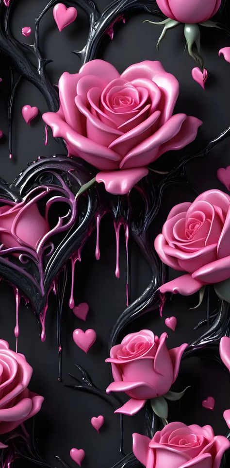 Black And Pink Roses Wallpaper, Black Rose Background Wallpapers, Gothic Roses Wallpaper, Gothic Rose Wallpaper, Pink Butterfly Black Background, Black Roses Wallpaper, Prayer Images, Gothic Wallpaper, Unique Roses