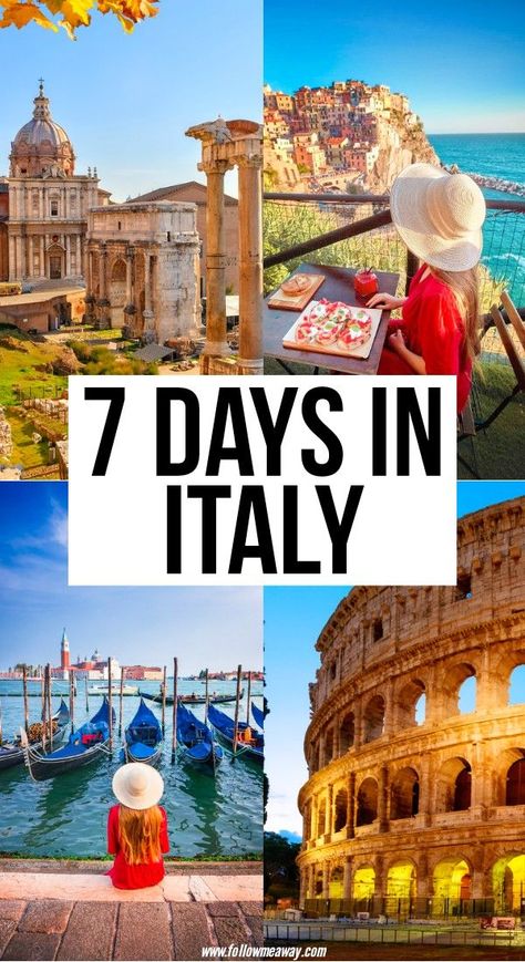 Perfect Italy Itinerary, Italy 7 Day Itinerary, One Week In Italy Itinerary, 7 Days In Rome, 1 Week Italy Itinerary, Itenerary Travel Italy, Italy In A Week, 7 Days In Europe Itinerary, 5 Day Italy Itinerary