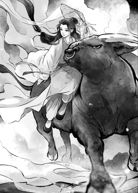 heaven official’s blessing/tiān guān cì fú novel volume 5 official art/illustration (yushi huang/queen yushi/rain master) Yushi Huang, English Illustration, Heaven Official's Blessing, Interior Illustration, 90s Anime, Heaven's Official Blessing, Black And White Pictures, Mini Books, Bungo Stray Dogs