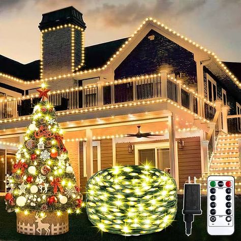 800 LED Christmas Lights Outdoor Decorations, L8star 330ft/100m Color Changing Christmas Tree String Lights with Remote and Timer, Led Rope Lights IP67 Waterproof for Home Outdoor Decoration (330FT) : Amazon.ca: Tools & Home Improvement Rope Christmas Lights, Led Christmas Lights Outdoor, Rope Lights Outdoor, Christmas Outdoor Lights, Garden Christmas Decor, Wire Christmas Tree, Snow And Sun, Icicle Christmas Lights, Christmas Lights Outdoor