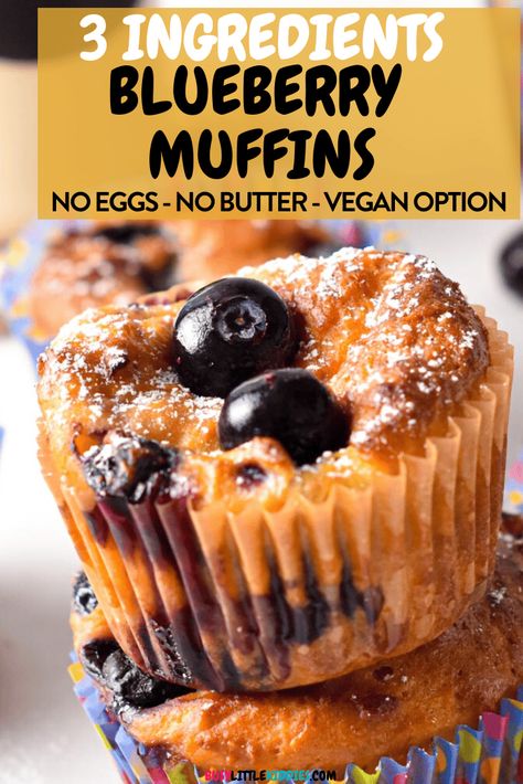 These 3 Ingredient Blueberry Muffins are the most easy blueberry muffins ever, an interesting Tik Tok food trend to try for foodies. 5 Ingredient Blueberry Muffins, 3 Ingredients Muffins, No Flour Muffins 3 Ingredients, Banana Muffins Easy 3 Ingredients Healthy, Three Ingredient Muffins, Low Ingredient Muffins, 3 Ingredient Muffins Healthy, Two Ingredient Muffins, 3 Ingredient Blueberry Muffins