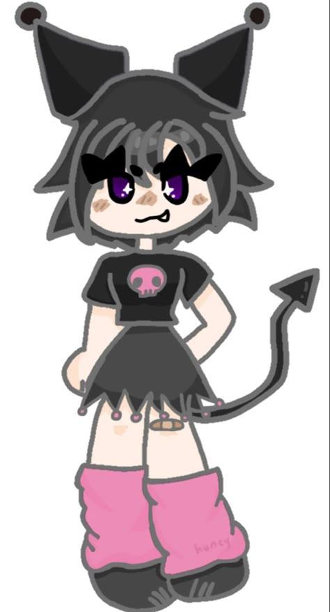 Hello Kitty As Human Drawing, Kuromi Art Human, Sanrio Sketches Kuromi, Kuromi As A Human Drawing, Kuromi Human Fanart, Sanrio Drawings Human, Kuromi Drawing Human, Kuromi Drawing Easy, How To Draw Kuromi