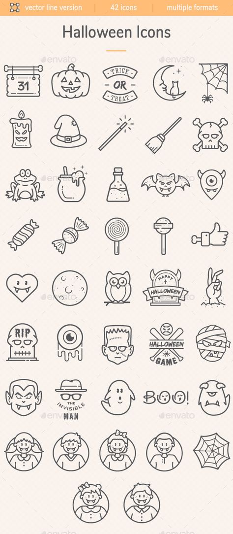 Halloween Icons. Download here: https://graphicriver.net/item/halloween-icons/22563871?ref=ksioks Fun Easy Halloween Drawings, Small Halloween Finger Tattoos, Cute Halloween Designs Drawings, Halloween Line Art Tattoo, Tiny Halloween Drawings, What To Draw For Halloween, Halloween Doodles Aesthetic Easy, Halloween Tiny Drawings, Halloween Themed Drawings Easy