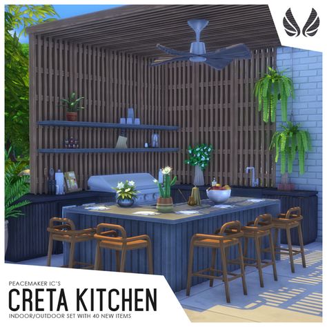 Sims 4 Cc Kitchen, Sims 4 Kitchen, Indoor Outdoor Kitchen, Sims 4 Cc Packs, Sims 4 Cc Furniture, Best Sims, Sims 4 Build, Sims 4 Houses, Sims 4 Cc Finds