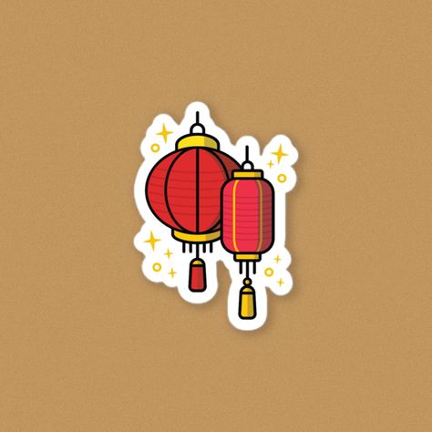 Paper Lantern - Chinese New Year Vinyl Sticker | Shop Now – Ni De Mama Chinese Stickers Printable, Lunar New Year Stickers, Paper Lantern Design, Chinese Stickers, Cny Design, Tet Decor, Lantern Sticker, Art Coursework, Chinese Christmas